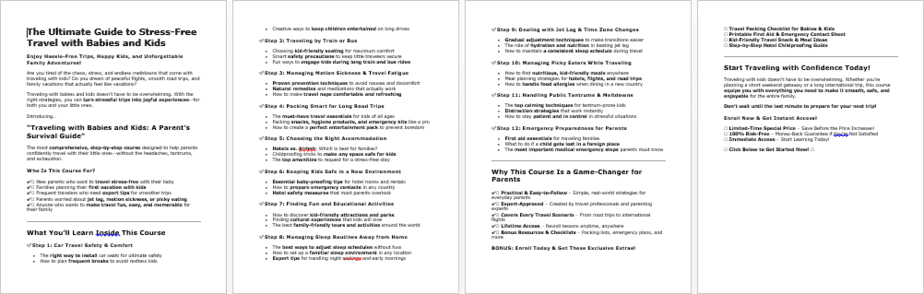 Traveling with Babies and Kids Salespage