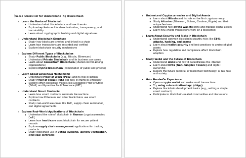 Understanding Blockchain Checklist