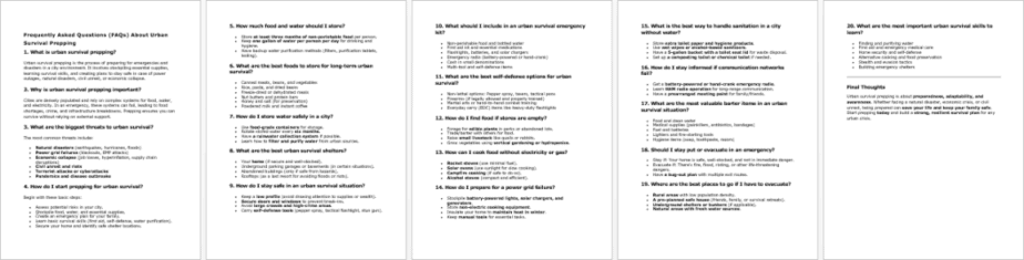Urban Survival Prepping FAQ
