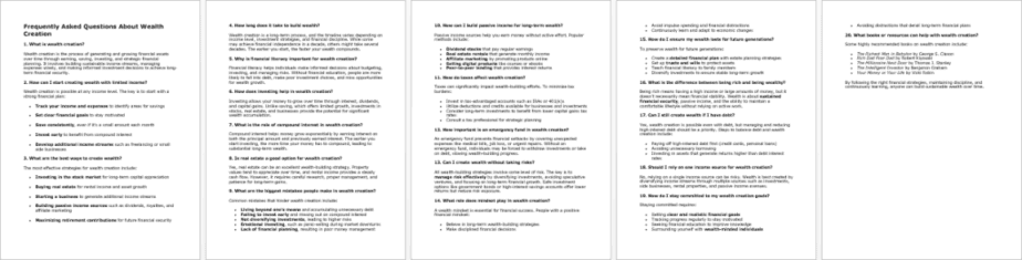 Wealth Creation FAQs