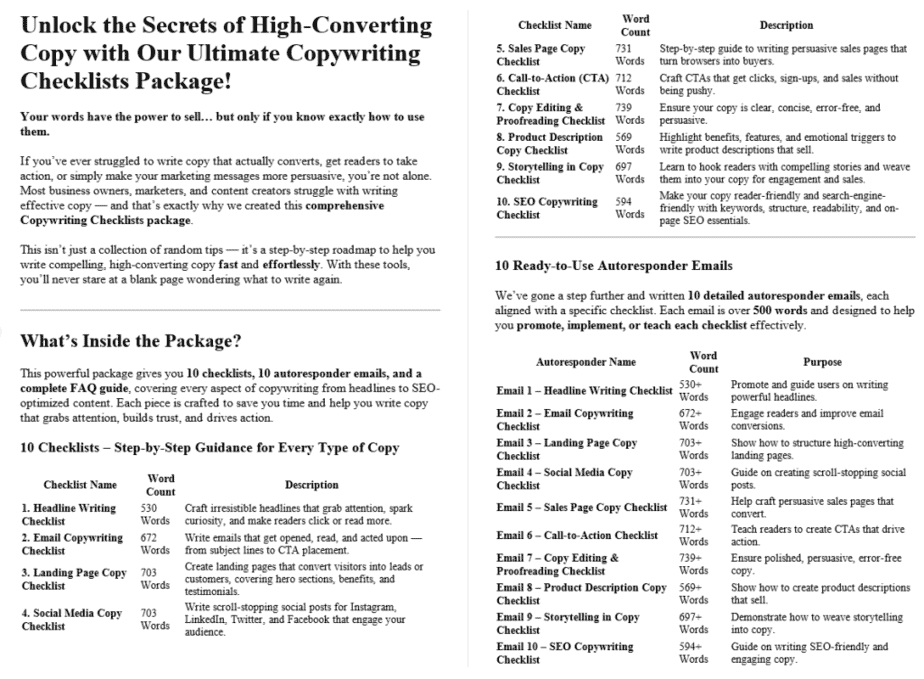 10 Copywriting PLR Sales Page Sample