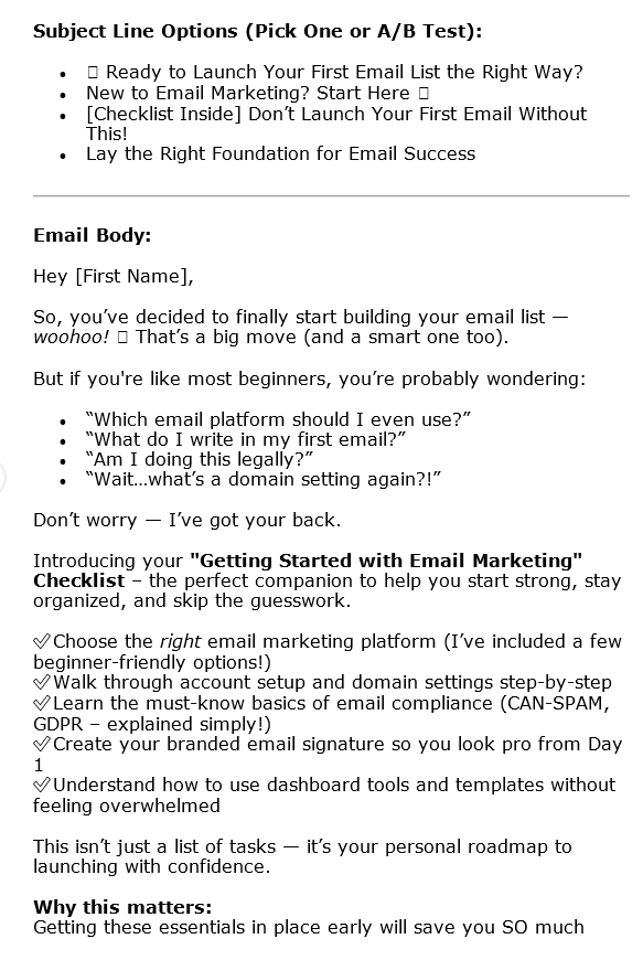 10 Email Marketing For Beginners PLR Autoresponders Sample