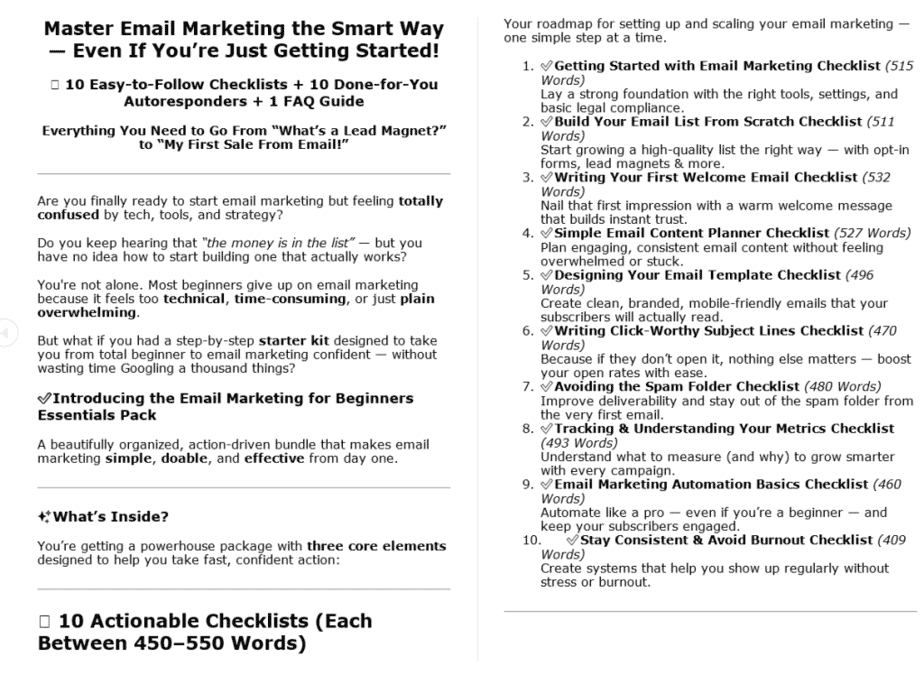 10 Email Marketing For Beginners PLR Sales Page Sample