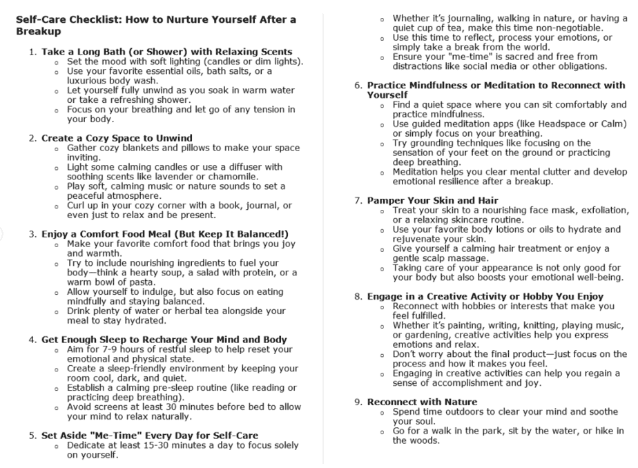 10 What to Do After a Breakup PLR Checklists Sample