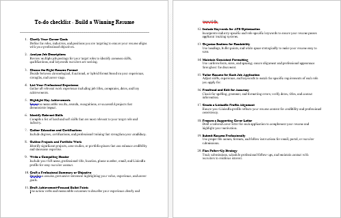 Build a Winning Resume Checklist