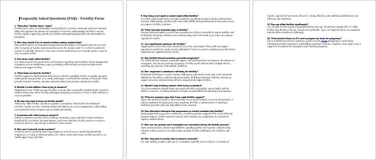 Fertility Focus FAQs