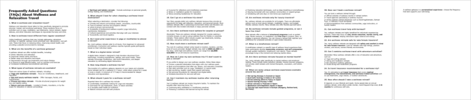 Wellness and Relaxation Travel FAQs