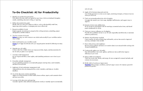 AI for Productivity Checklist