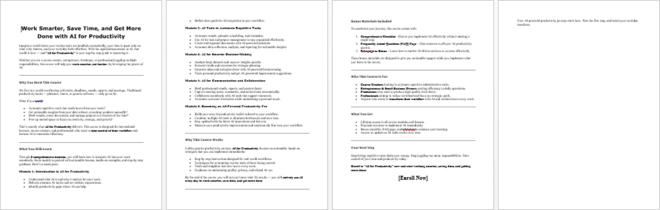 AI for Productivity Salespage