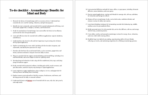 Aromatherapy Benefits for Mind and Body Checklist