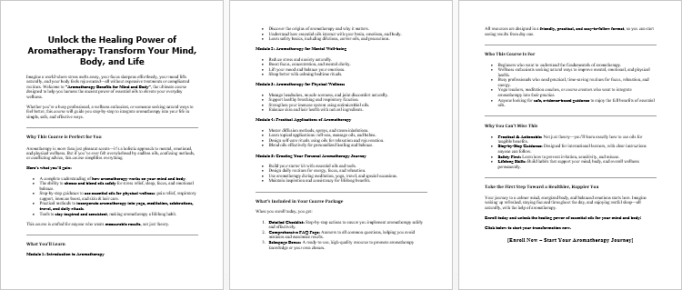 Aromatherapy Benefits for Mind and Body Salespage