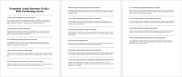 Belly Fat Burning Secrets FAQs