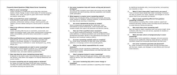 Career Counseling FAQs