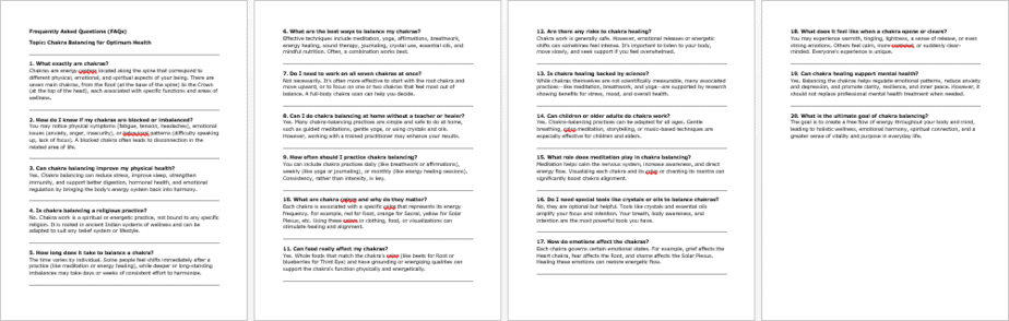 Chakra Balancing for Optimum health FAQs