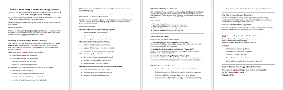 Chakra Balancing for Optimum health Salespage