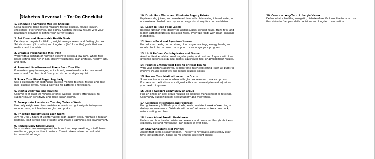 Diabetes Reversal Checklist