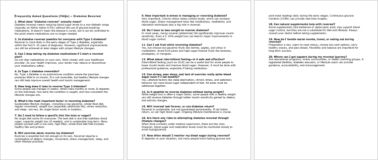 Diabetes Reversal FAQs
