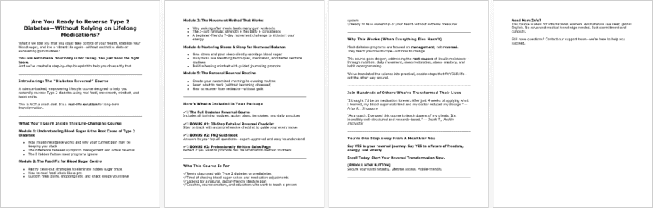 Diabetes Reversal Salespage