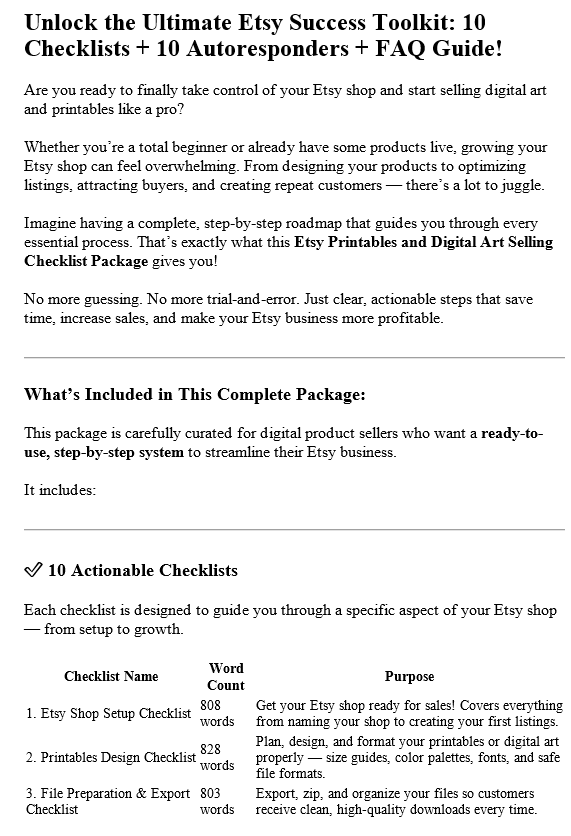 10 Etsy Printables and Digital Art Selling PLR Salespage Sample