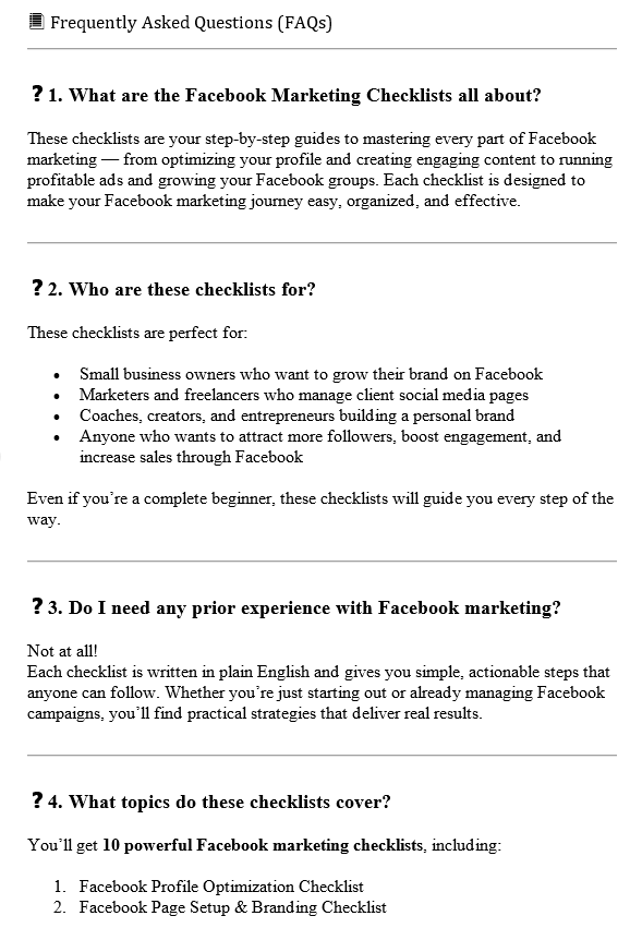 10 Facebook Marketing PLR FAQ Sample