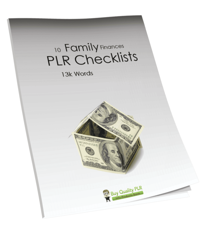 10 Family Finances PLR Checklists PLR Checklists 13k Words