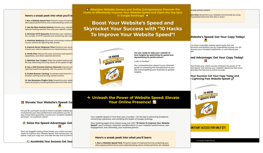 10 Hacks To Improve Your Website Speed Sales Copy