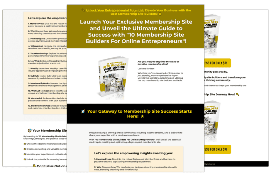 10 Membership Site Builders For Online Entrepreneurs Sales Copy