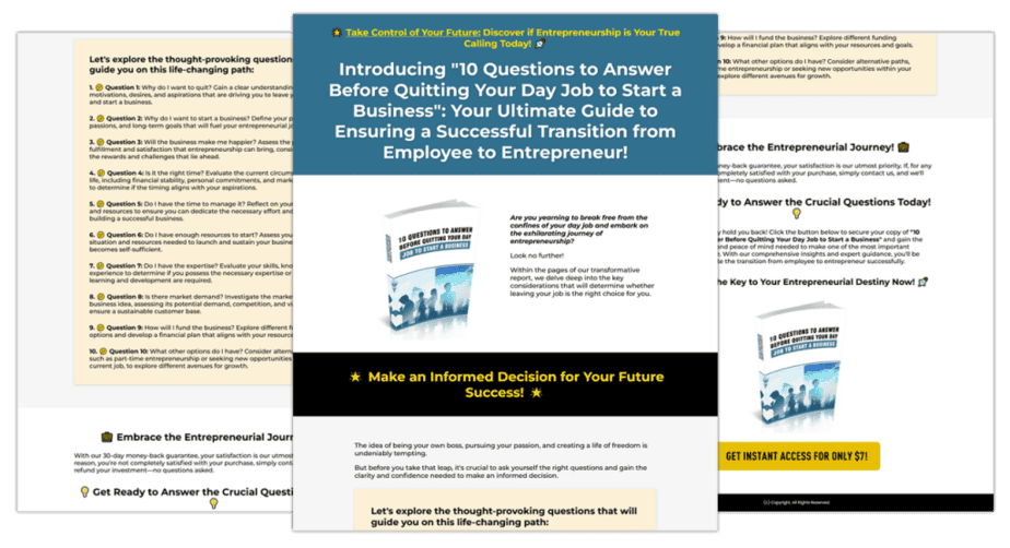 10 Questions To Answer Before Quitting Your Day Job To Start A Business Sales Copy