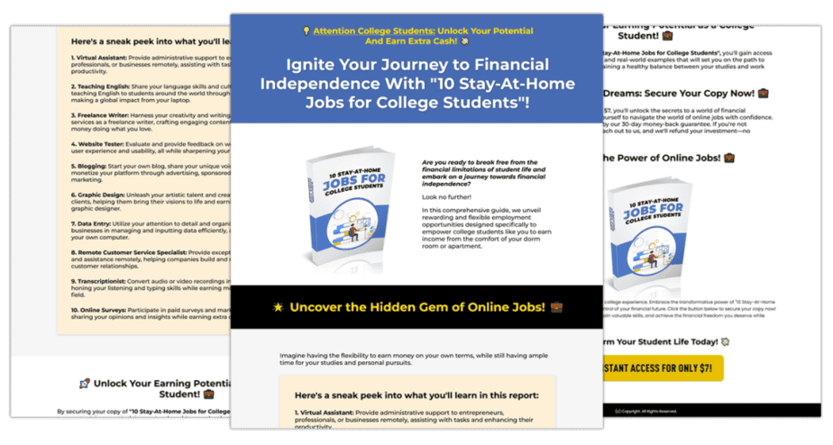 10 Stay At Home Jobs For College Students Sales Copy