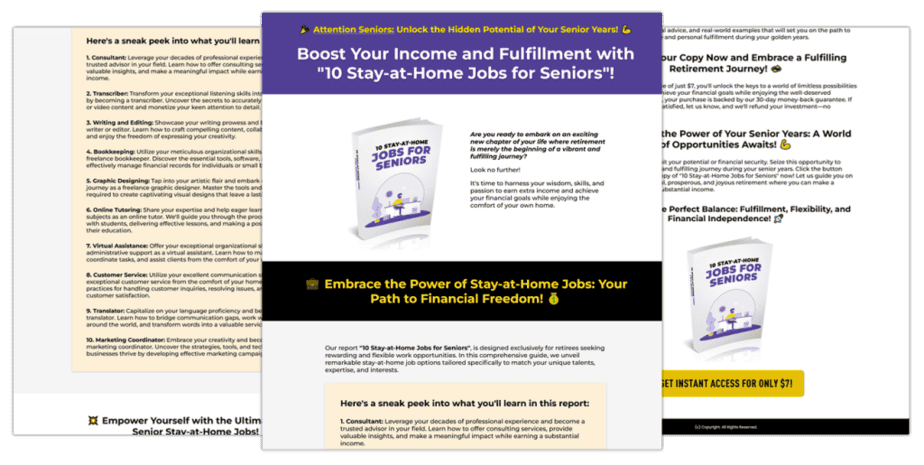 10 Stay at Home Jobs For Seniors Sales Copy