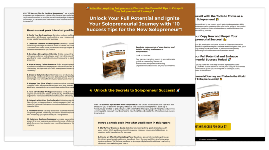 10 Success Tips For The New Solopreneur Sales Copy