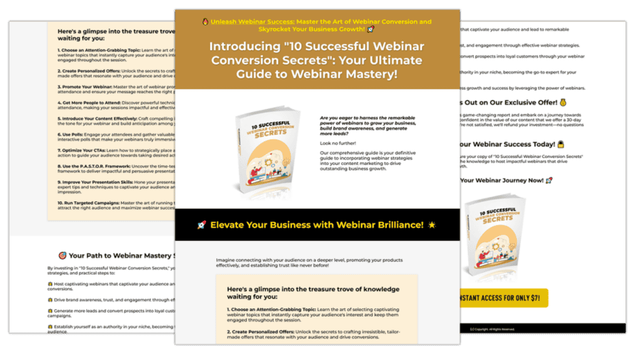 10 Successful Webinar Conversion Secrets Sales Copy