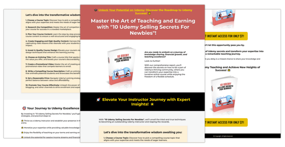 10 Udemy Selling Secrets For Newbies Sales Copy
