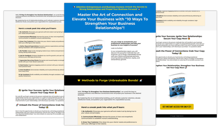 10 Ways To Strengthen Your Business Relationships Sales Copy