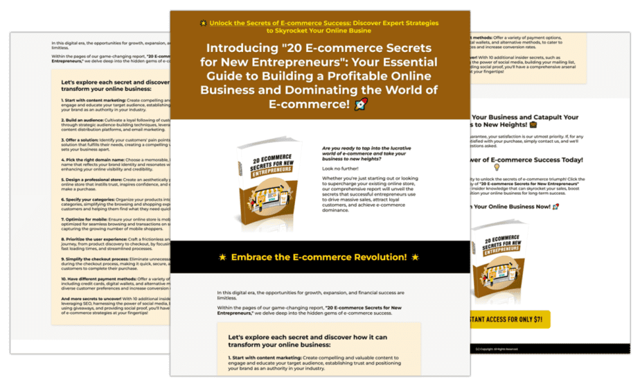 20 Ecommerce Secrets For New Entrepreneurs Sales Copy