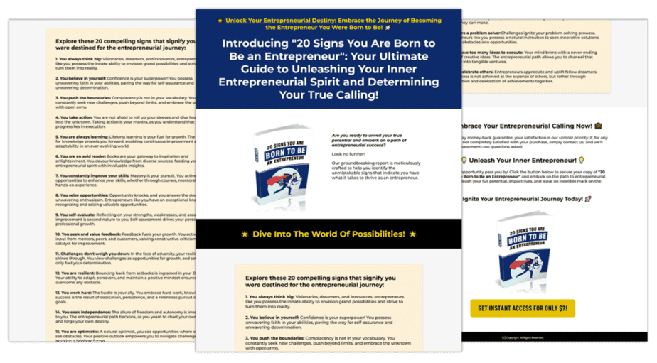 20 Signs You Are Born To Be An Entrepreneur Sales Copy