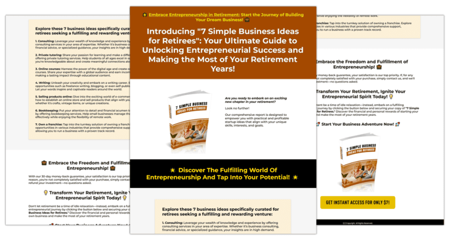 7 Simple Business Ideas For Retirees Sales Copy