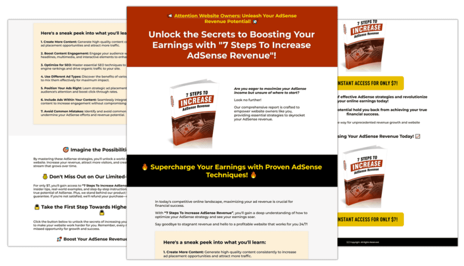 7 Steps To Increase AdSense Revenue Sales Copy