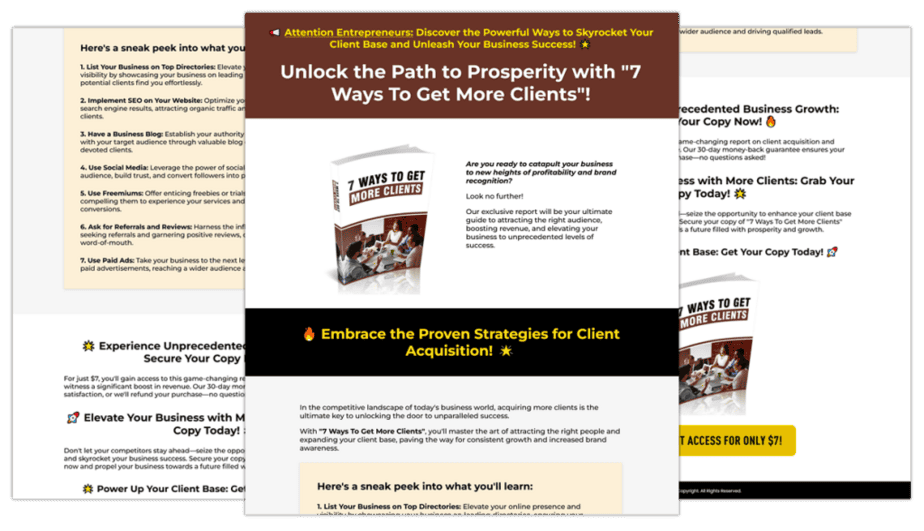 7 Ways To Get More Clients Sales Copy