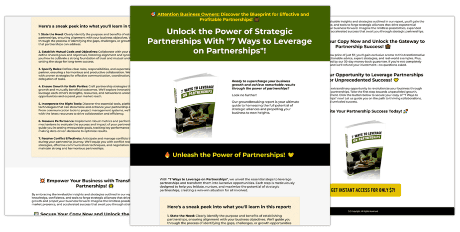 7 Ways To Leverage On Partnerships Sales Copy