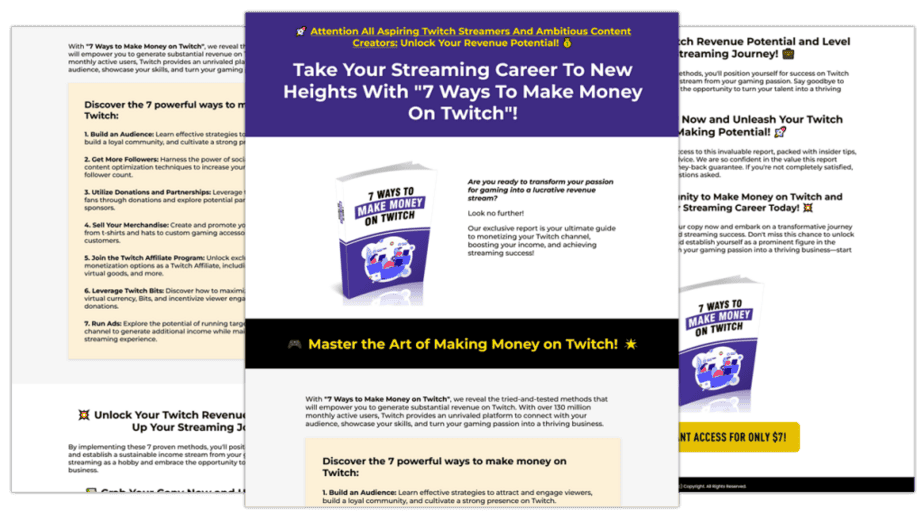 7 Ways To Make Money on Twitch Sales Copy