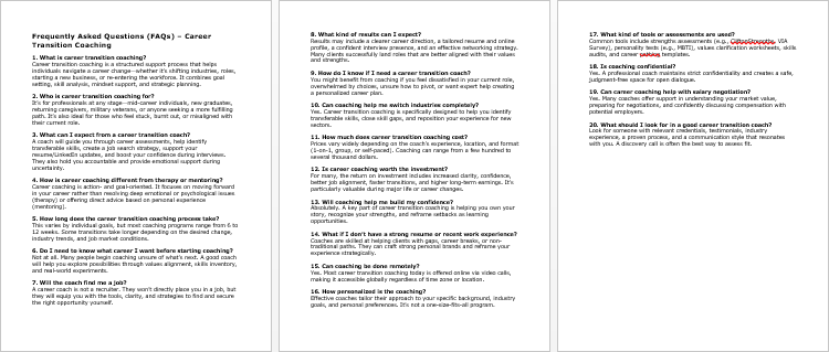 Career Transition Coaching FAQs