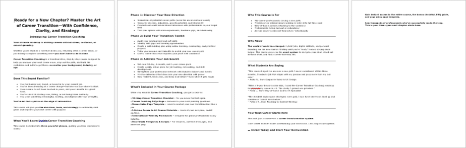 Career Transition Coaching Salespage
