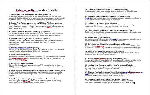 Cybersecurity Checklist
