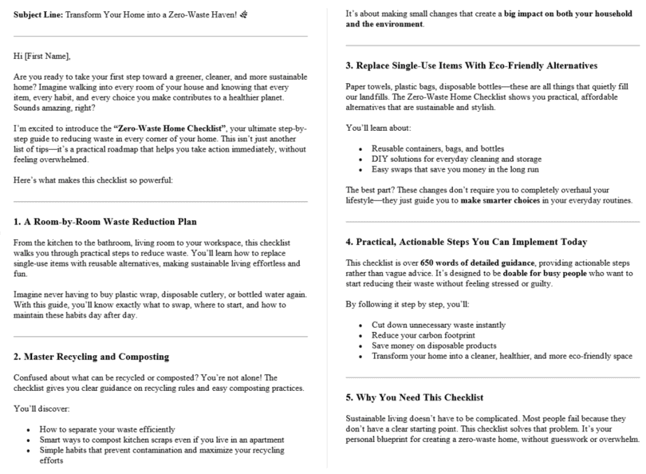 10 Sustainable Living PLR Autoresponders Sample