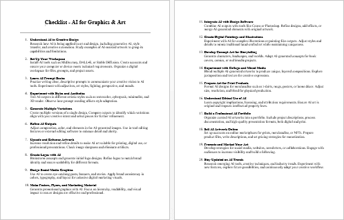 AI for Graphics & Art Checklist