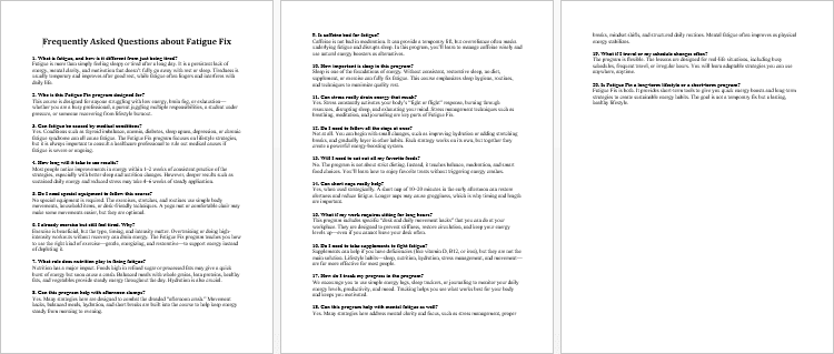 Fatigue Fix FAQs