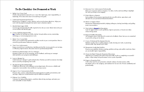 Get Promoted at Work Checklist