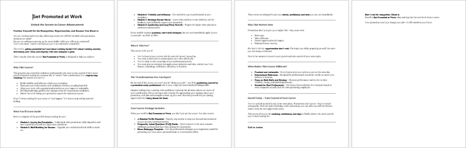 Get Promoted at Work Salespage