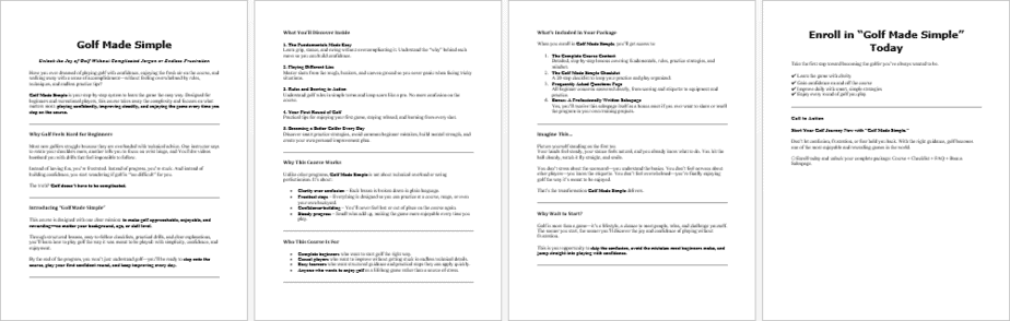 Golf Made Simple Salespage